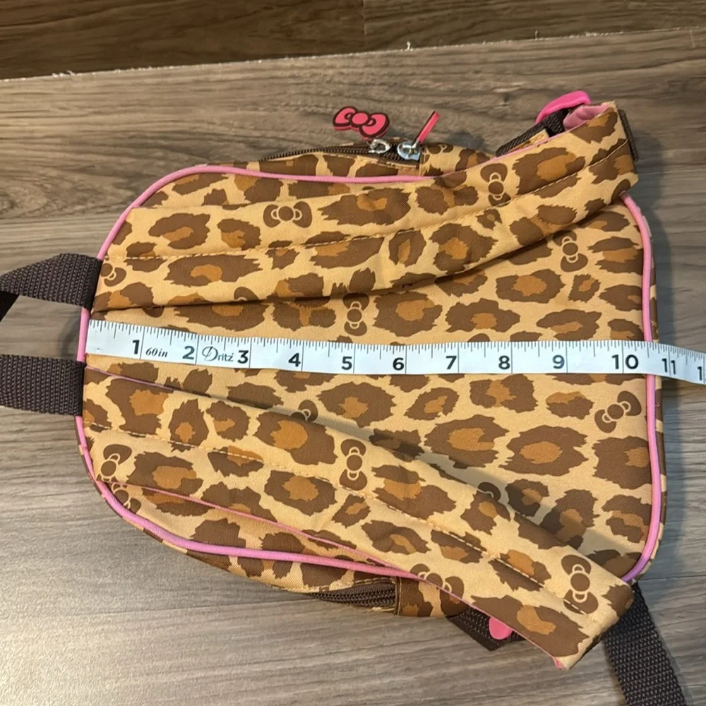 Hello Kitty 2014 Sanrio Mini Leopard Pink Brown Tan Bows Coated Canvas Bag